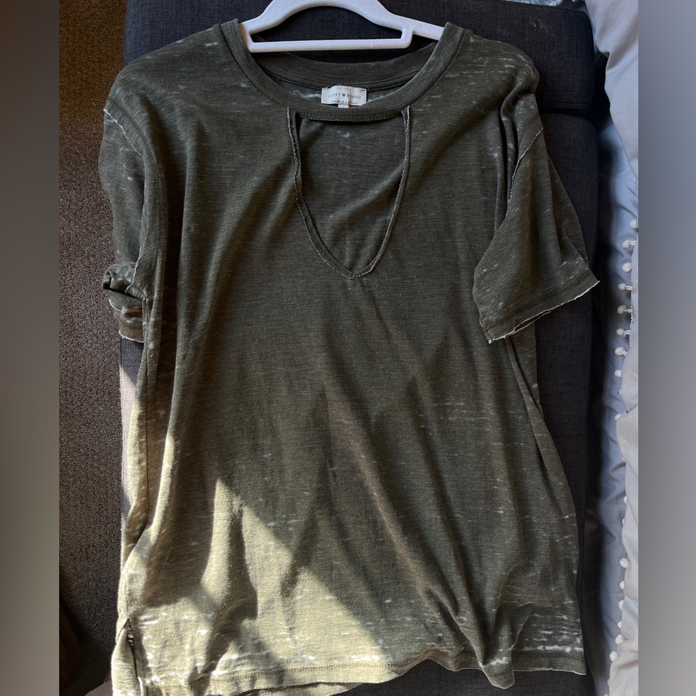 Green distressed Lucky Brand V-neck cutout top
